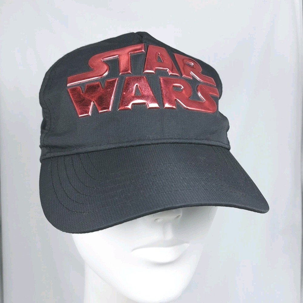 Star Wars Disney Parks Raised Metallic Cap Black Red Graphic Ball Hat Adjustable